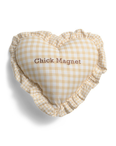 16X16 Chick Magnet Gingham Ruffle Pillow, Cotton/Polyester | TJ Maxx
