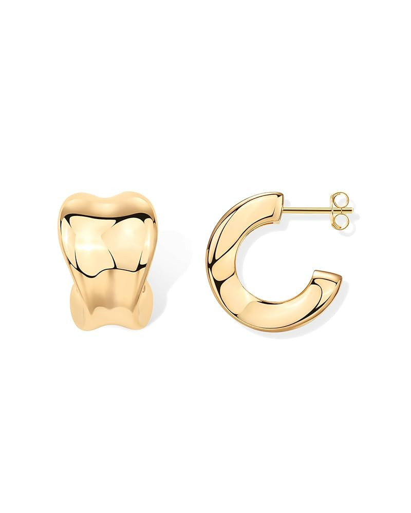 PAVOI 14K Gold Plated Sterling Silver Posts Statement Earrings for Women - Geometric Dome Teardro... | Amazon (US)