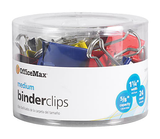 OfficeMax Brand Binder Clips Medium Assorted Colors Pack Of 24 - Office Depot | Office Depot and OfficeMax 