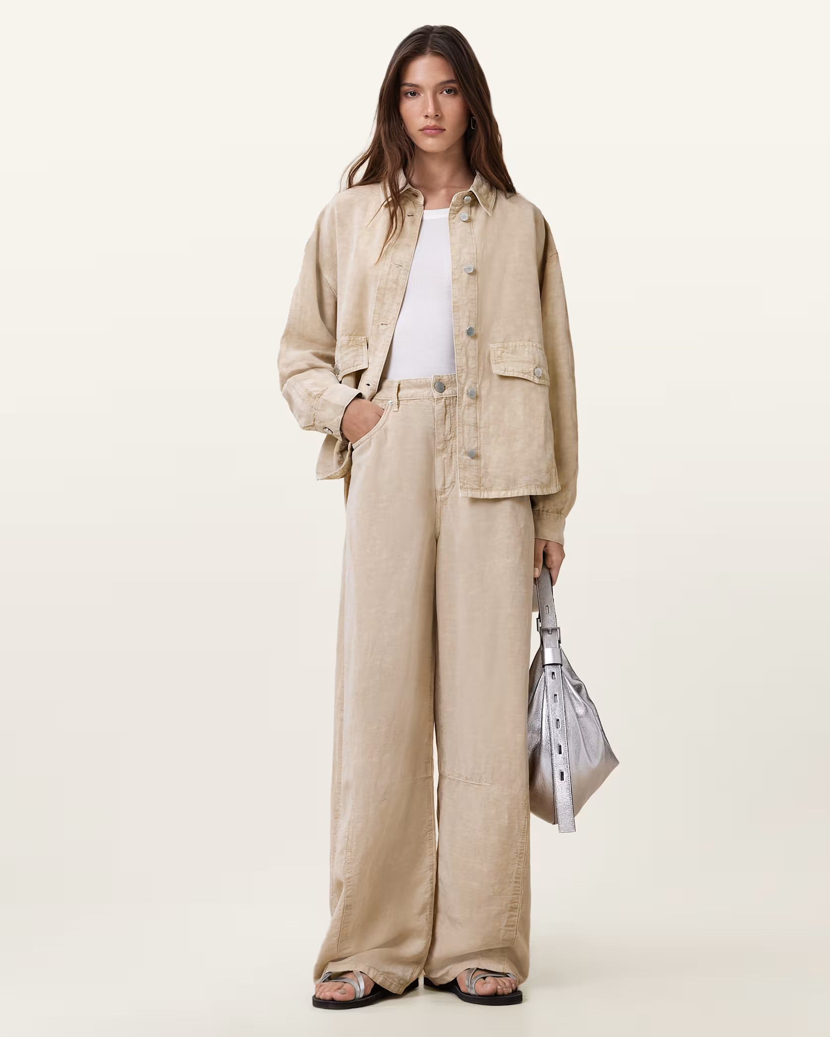 Hettie Oversized Linen Blend Shacket | AllSaints US