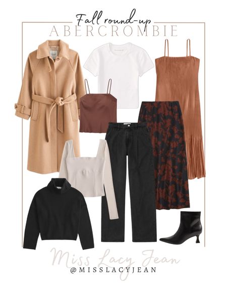 Abercrombie fall round up includes funnel neck coat, basic tee, midi dress, skirt, trousers, turtleneck sweater, square neck sweater, satin cami, and booties.

Fall outfit, fall clothing, Abercrombie, fall refresh

#LTKstyletip #LTKSeasonal #LTKfindsunder100