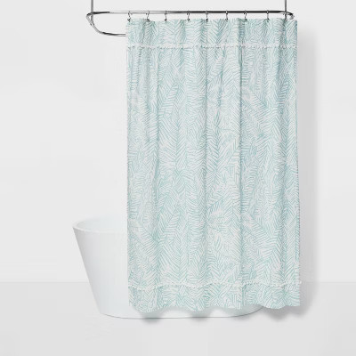Caribbean Leaf Shower Curtain Aqua - Opalhouse™ | Target