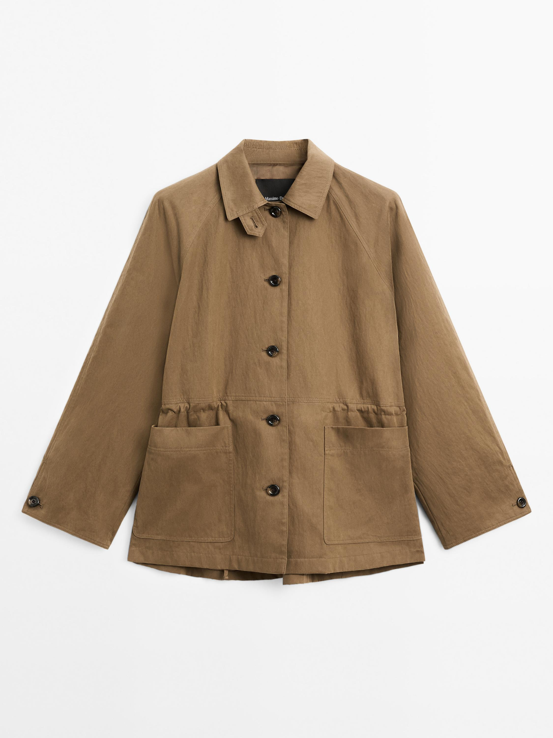 Cotton blend fitted-waist trench coat | Massimo Dutti US