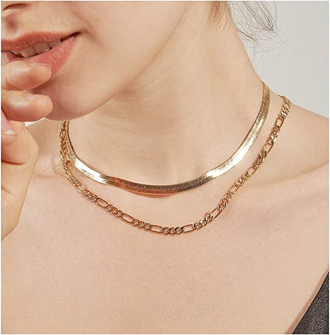 Dainty Layered Necklaces for Women Real Gold Plated Coin Choker Necklace Women Jewelry | Amazon (US)