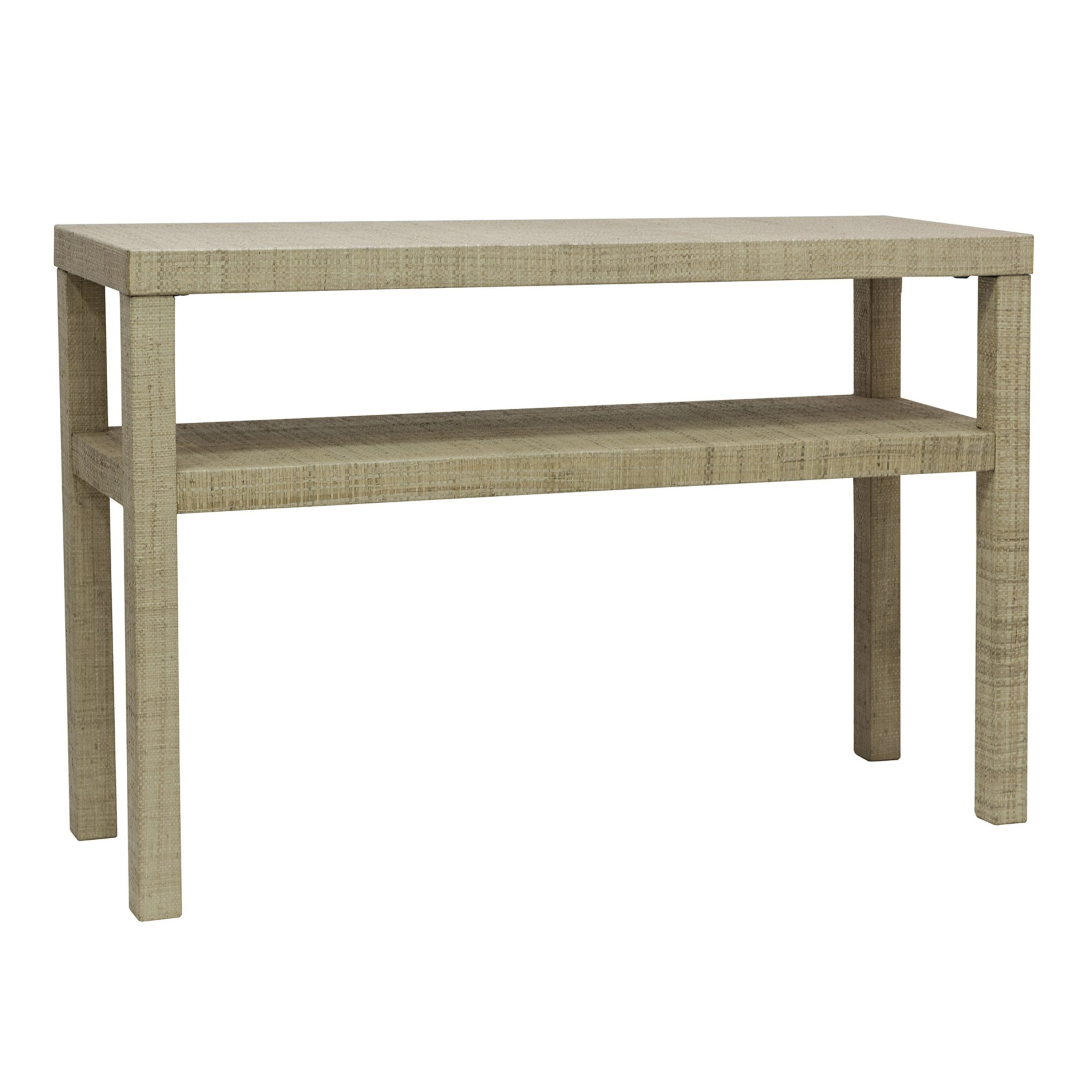 Marlowe Handwoven Raffia Console Table with Shelf - World Market | World Market