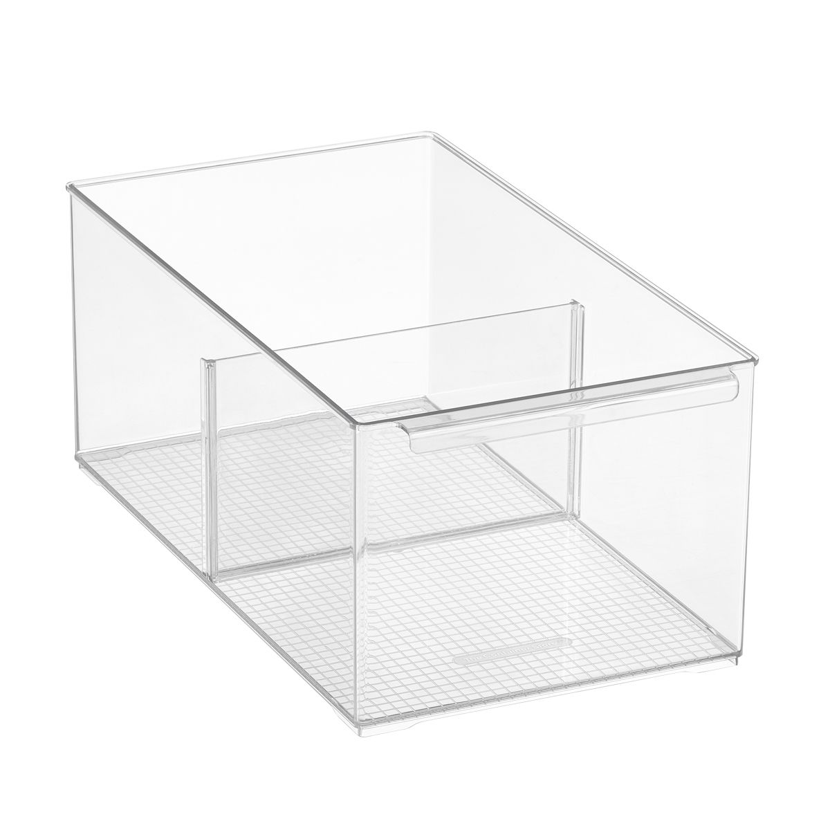 Everything Organizer Large Shelf Depth Pantry Bin w/ Divider Clear | The Container Store