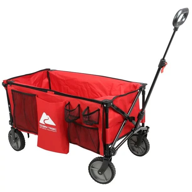 Ozark Trail Camping Utility Wagon with Tailgate & Extension Handle, Red | Walmart (US)