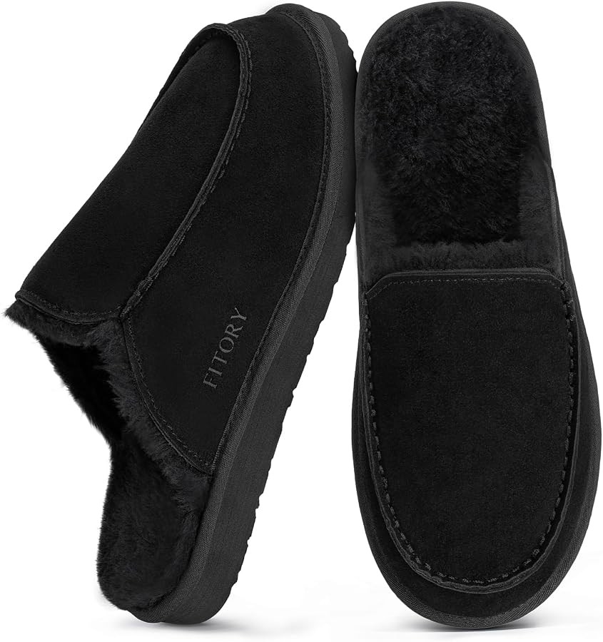 Men’s Faux Fur House Slippers,Slip on Cozy Winter Shoes for Indoor and Outdoor Size 7-14 | Amazon (US)