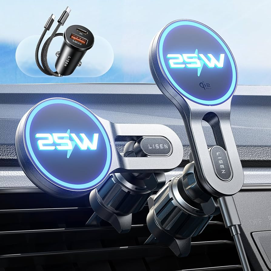 LISEN for Qi2.2 25W MagSafe Car Mount Charger for iPhone 18 Pro Max, Car Vent Magnetic Car Charge... | Amazon (US)