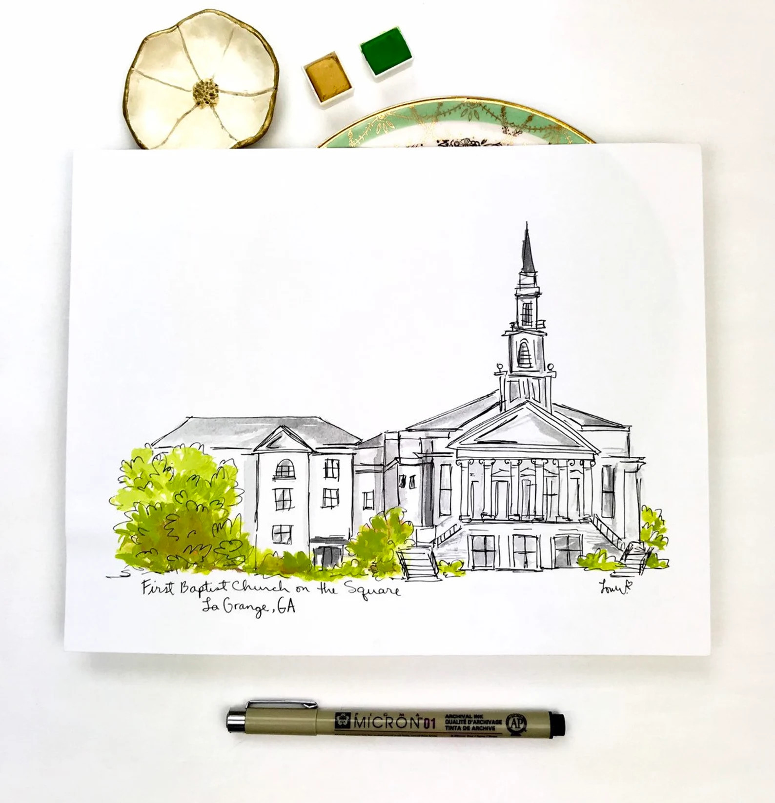 Custom Gallery Wall Art, First Baptist Church on the Square LaGrange, Georgia, Hometown Art, Pers... | Etsy (US)