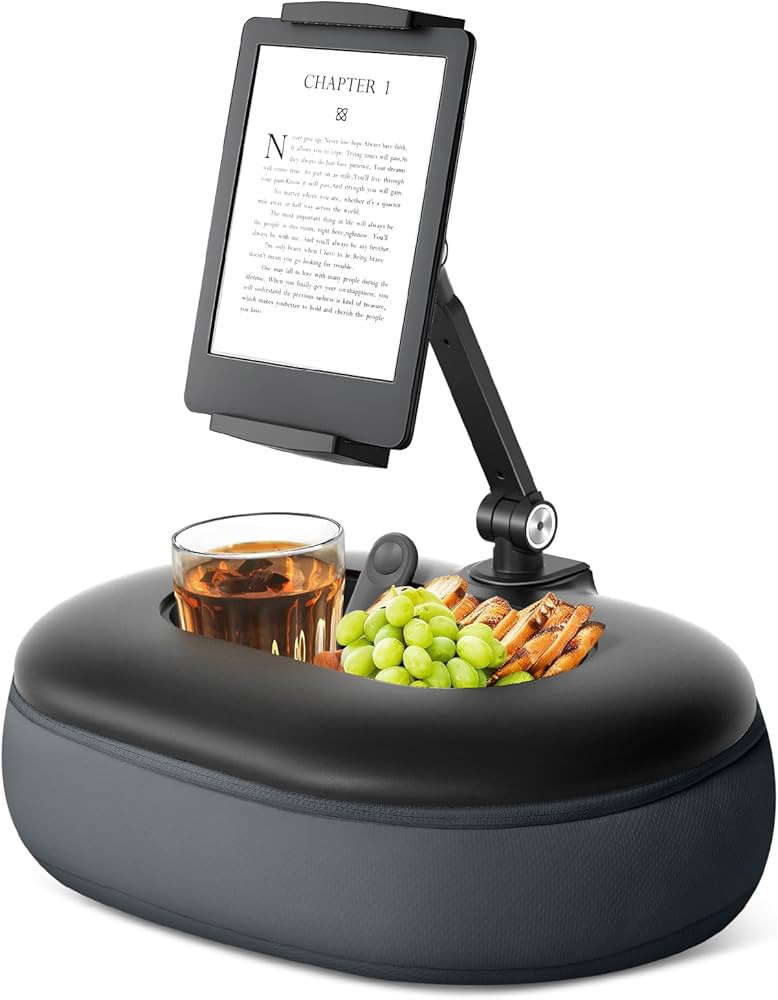 Beanbag Tablet Pillow Stand Raises Screen Height, Hands-Free Reading Holder, with Snack Bowl and ... | Amazon (US)