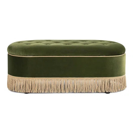 Melinda Oval Tufted Bullion Fringe Storage Bench | Wayfair North America