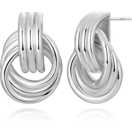 Gold Statement Earrings For Women Silver Knot Earring Gold And Silver Earrings Chunky Square Heart Flower Paperclip Earring Hammered Earring Gold And Silver Earring Black Earring Women Dangl[Z552] | Walmart (US)