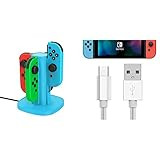 TALK WORKS Joy Con Charging Dock for Nintendo Switch - Blue & USB C Charger Cable for Nintendo Switc | Amazon (US)