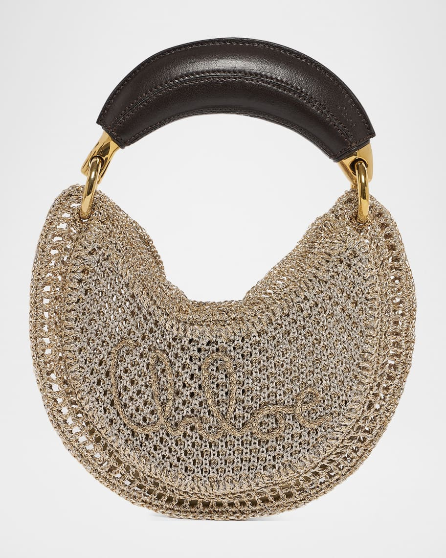 Chloe Summer Banana Mini Hobo Bag in Metallic Crochet | Neiman Marcus