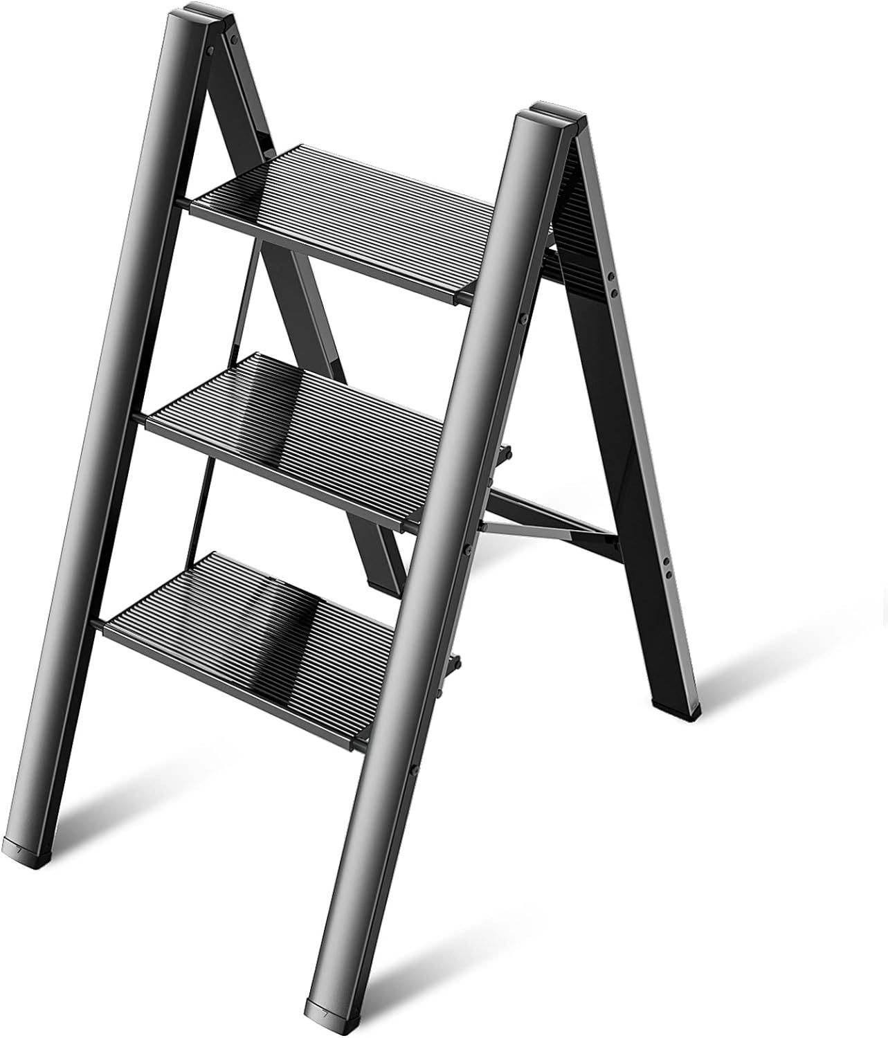 3 Step Ladder Aluminum Lightweight Folding Step Stool Wide Anti-Slip Pedal 330 Lbs Capacity House... | Amazon (US)