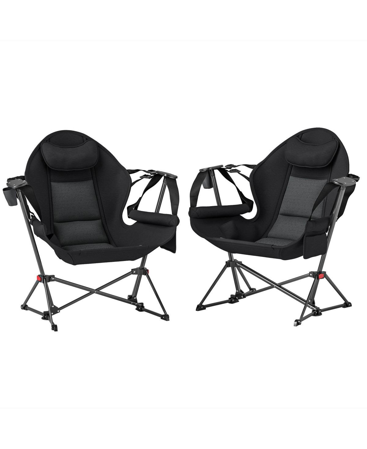 Outsunny Hammock Camping Chair Set of 2 with Adjustable Back, - Black | Macy's