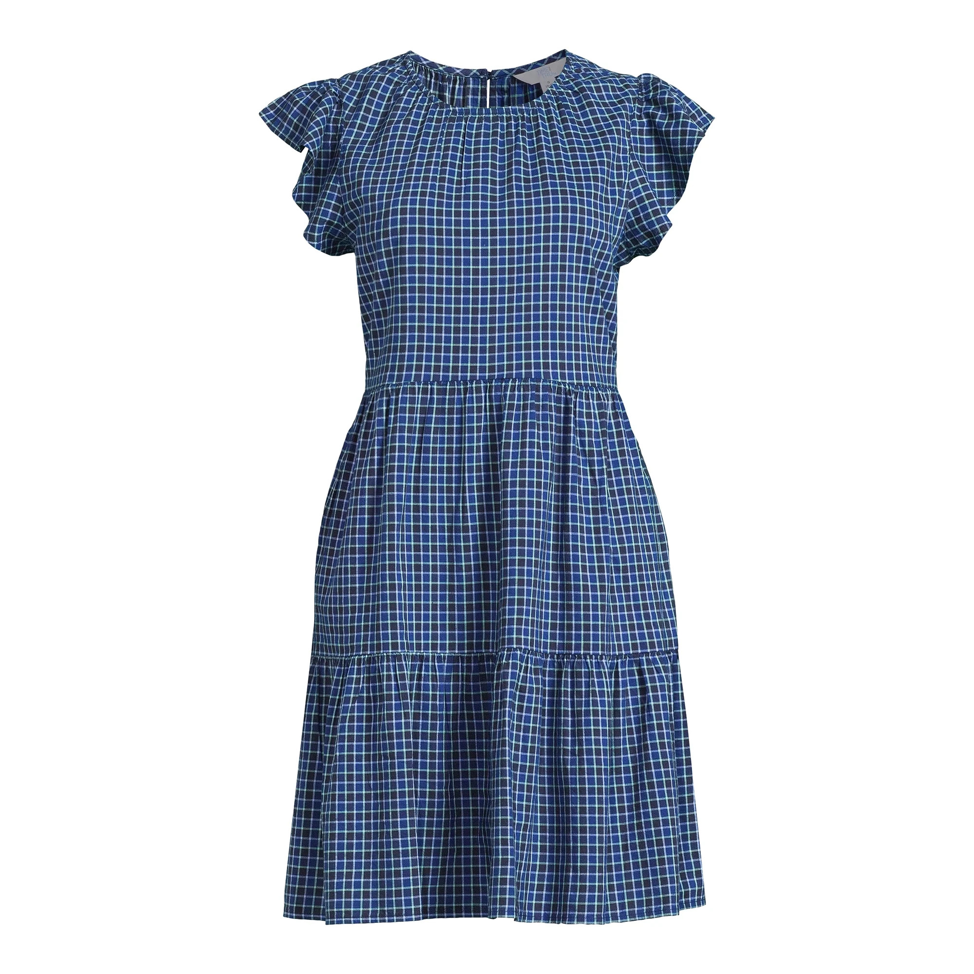 Time and Tru Women's Tiered Dress with Flutter Sleeves, Sizes XS-XXXL | Walmart (US)