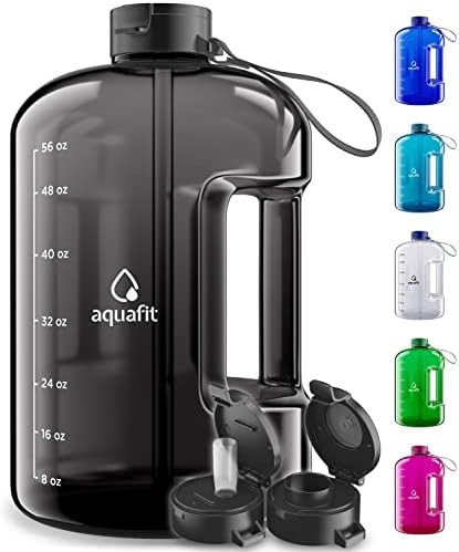 AQUAFIT Half Gallon Water Bottle With Times To Drink - 64 oz Water Bottle With Straw - Water Jug ... | Amazon (US)