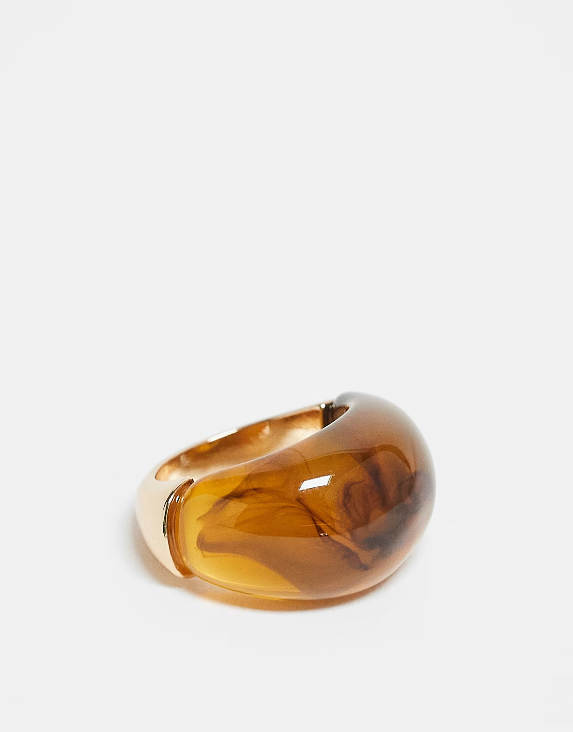 DesignB London molten gold resin chunky ring in dark brown | ASOS (Global)