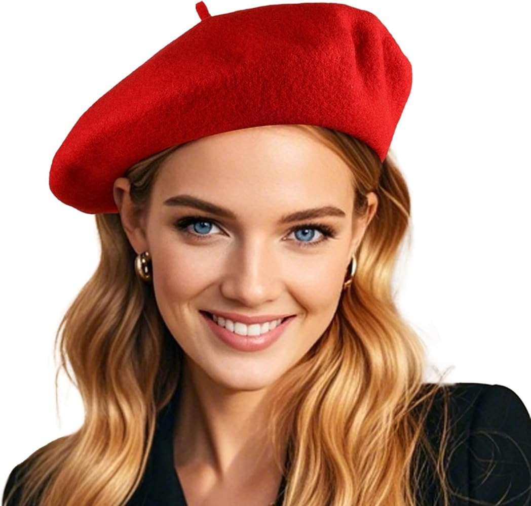 French Wool Beret Hats for Women Man Solid Color Classic Beanie Winter Cap Painter Berets. | Amazon (US)