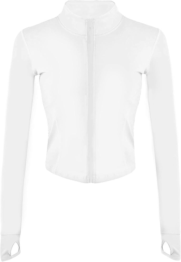 Tanming Women's Full Zip Seamless Workout Jacket Running Yoga Slim Fit Track Jacket | Amazon (US)