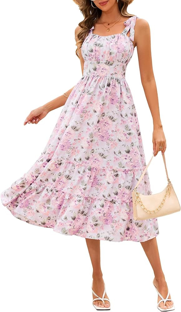 BeryLove Women's 2025 Summer Floral Boho Dress Casual Ruffle Tiered Beach Vacation Dress | Amazon (US)