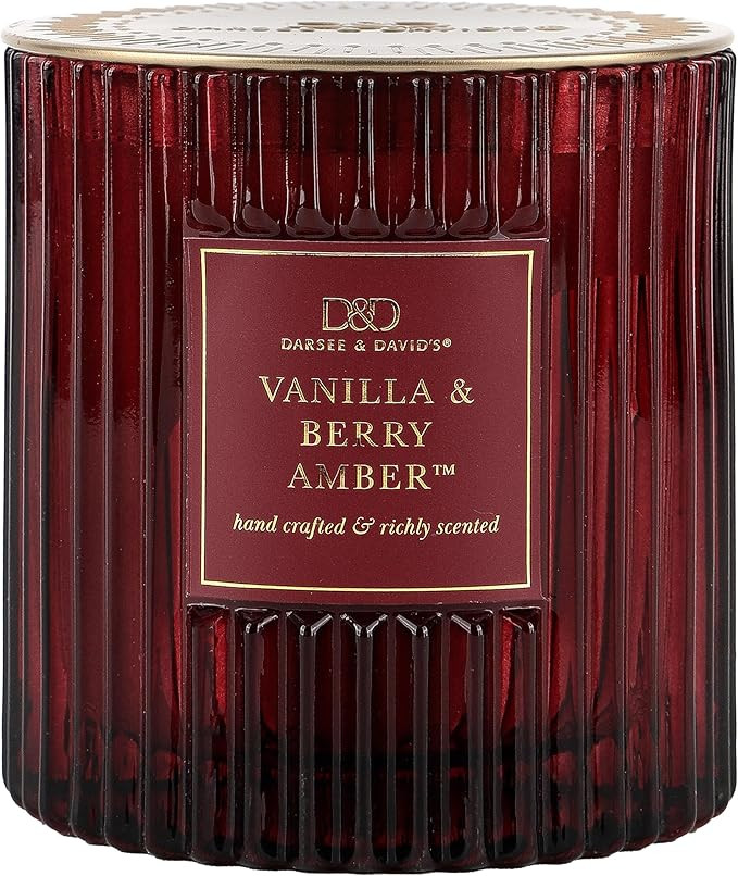 Darsee & David's, Vanilla & Berry Amber Ribbed Candle, 10 Ounces | Amazon (US)
