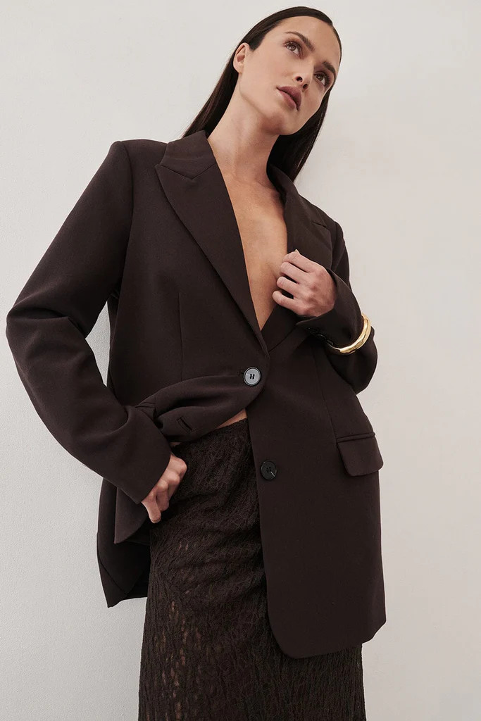 ELLE DARK CHOCOLATE BLAZER | DISSH
