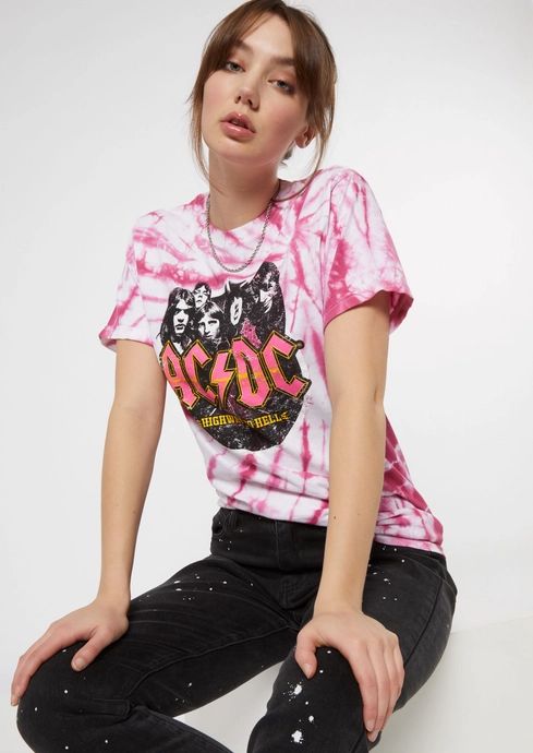 Pink Tie Dye ACDC Graphic Tee | rue21