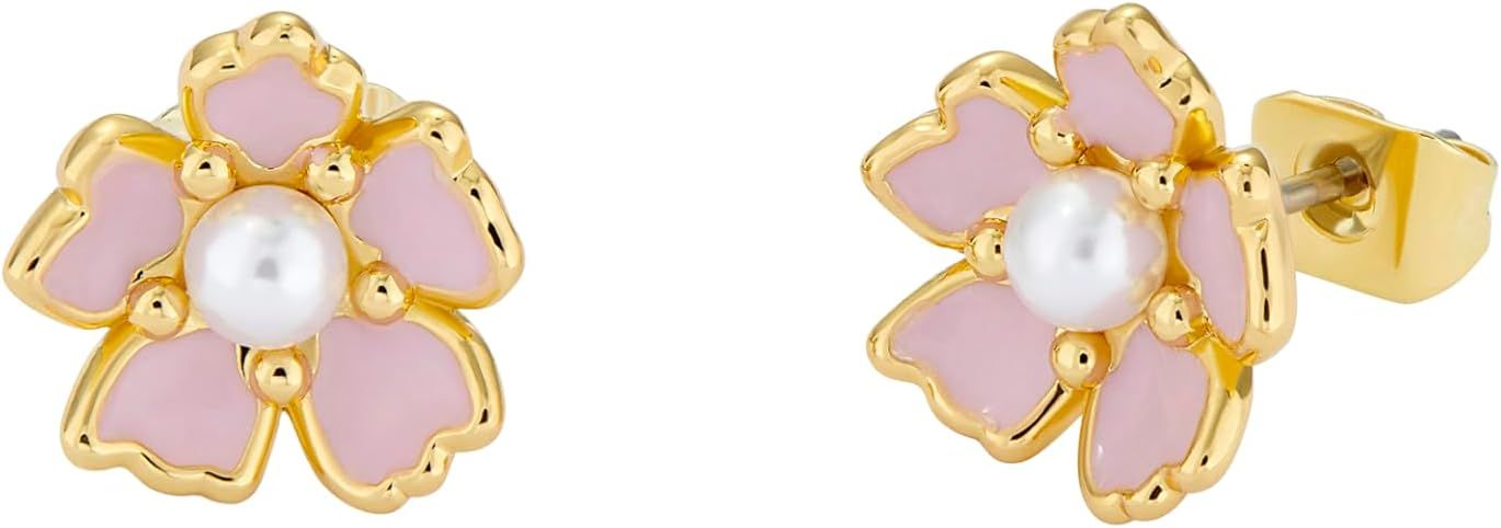 Ted Baker London Peti Painted Flower Stud Earrings For Women (Light Pink/Pearl) | Amazon (US)