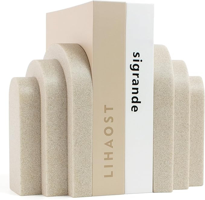 Heavy Duty Book Ends for Shelves, Decorative Bookends for Heavy Books Set of 2, 6.6 LBS Modern Bo... | Amazon (US)