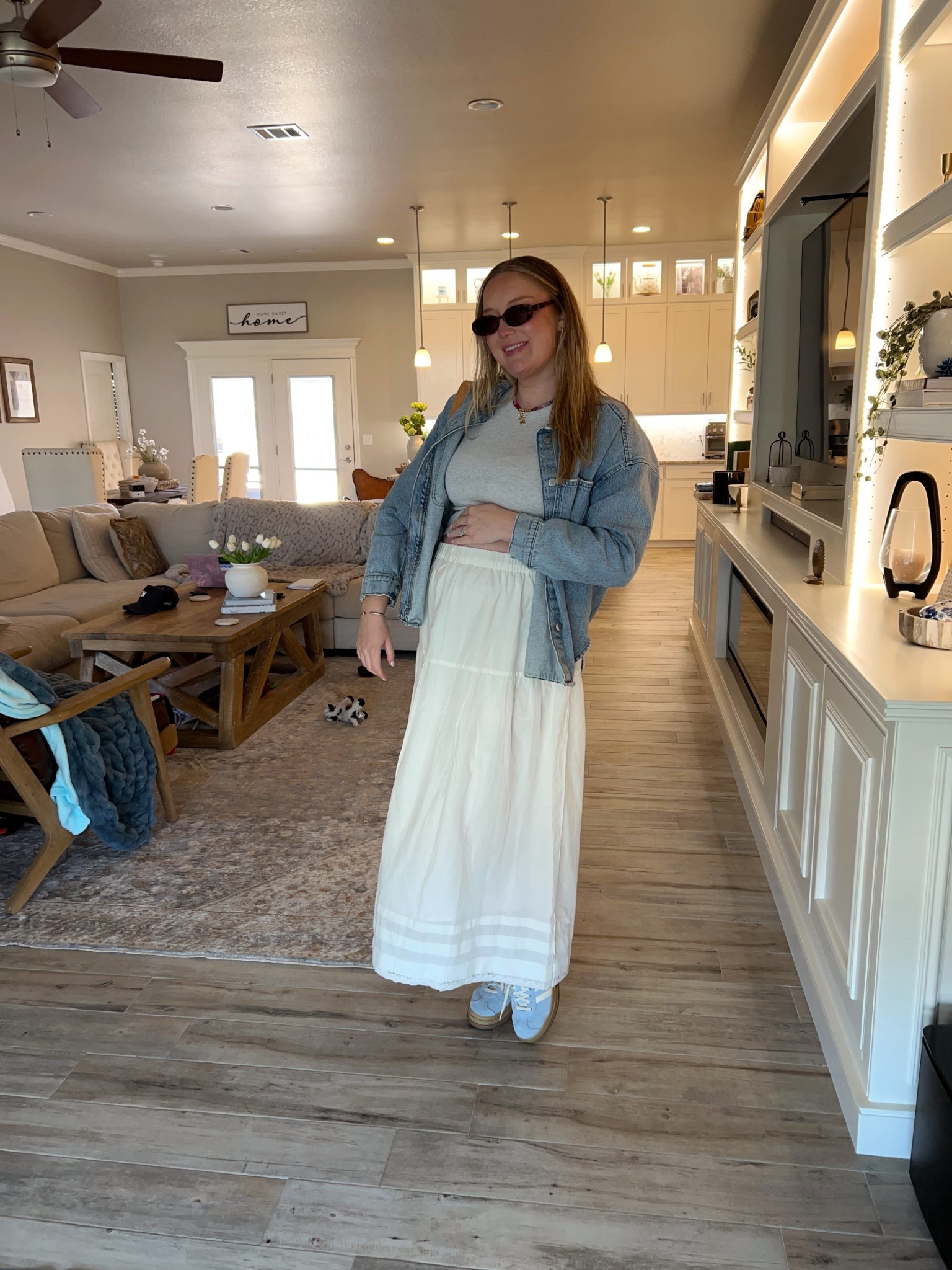 Such a comfy outfit! 19 weeks pregnant ✨ 
In a large in all items!  

#LTKBump #LTKootd #LTKTall