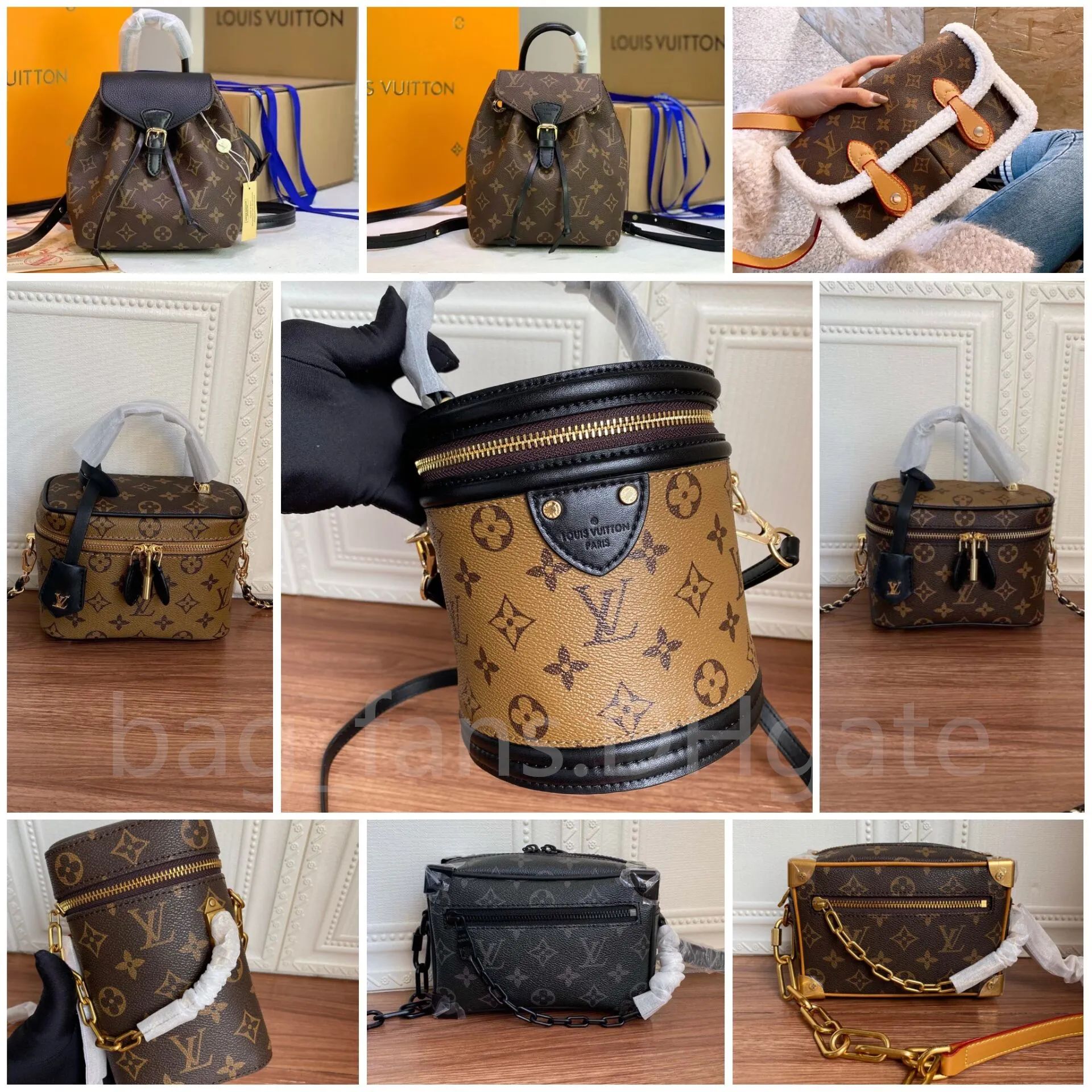 L V Dupe Fahion Designer Bags Square Cylindrical Messenger Bag Bucket Handbags With Logo Printing... | DHGate
