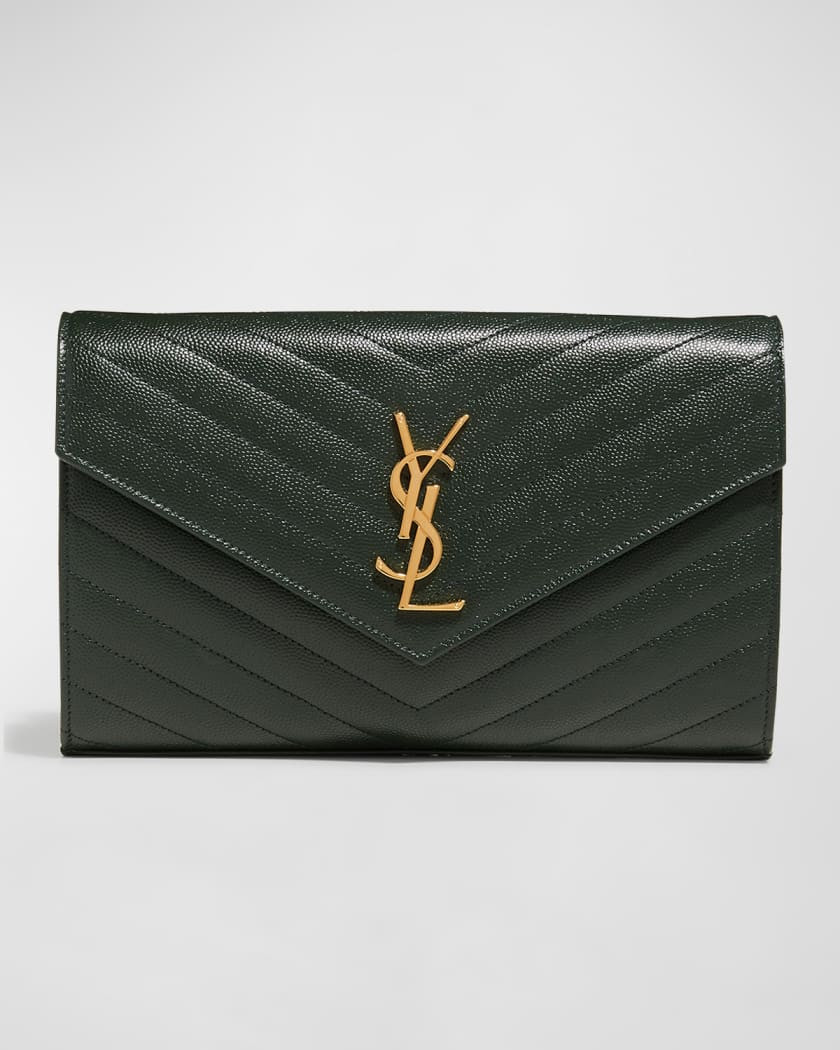Saint Laurent Monogramme Large Grain de Poudre Wallet on Chain | Neiman Marcus