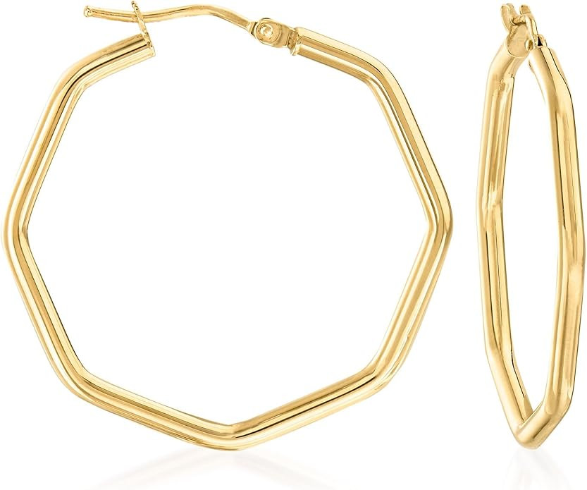 Ross-Simons Italian Geometric Hoop Earrings in 14kt Yellow Gold | Amazon (US)