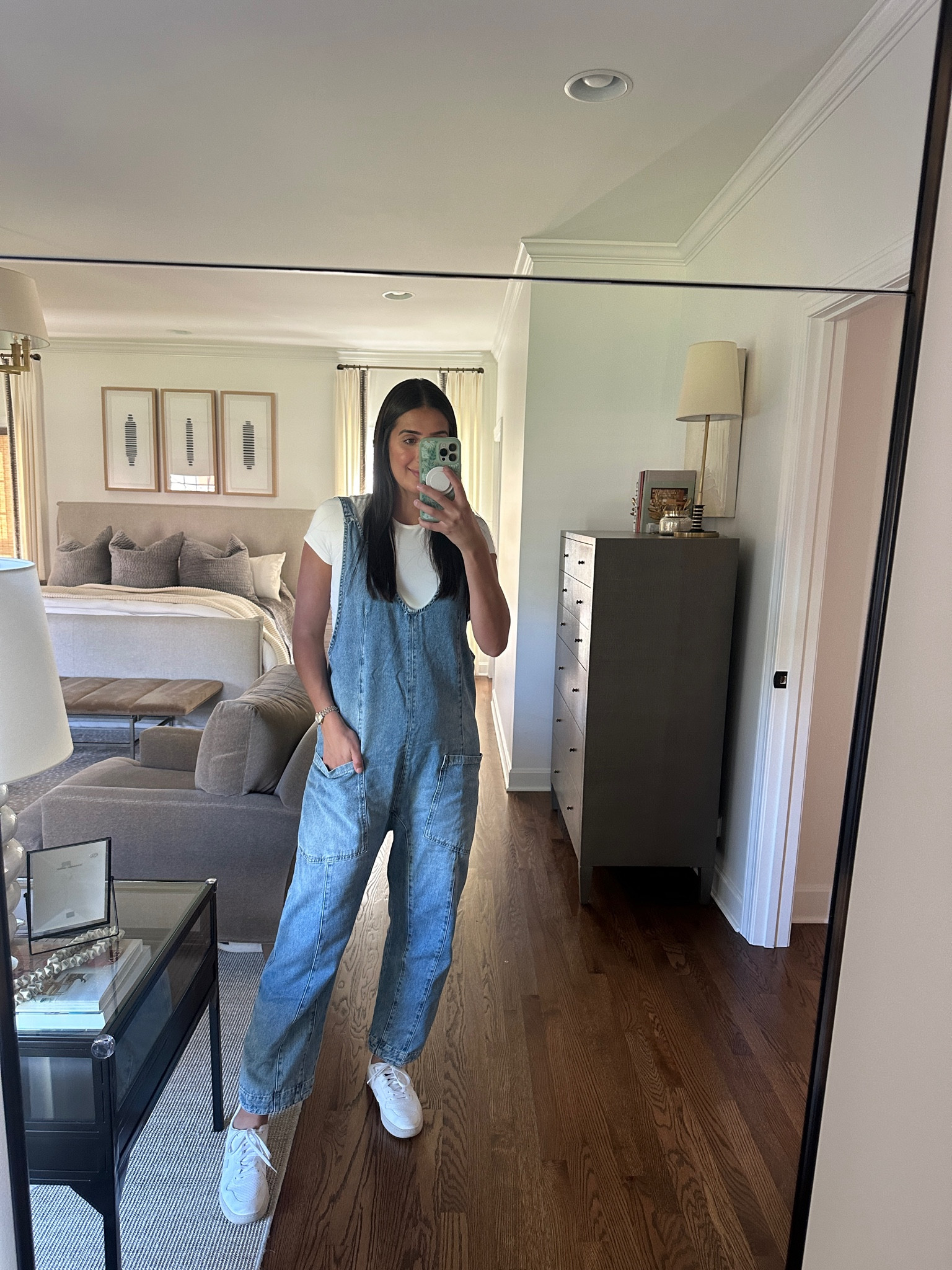 Denim jumpsuit, casual outfit, free people onesie // also bump friendly

#LTKbump