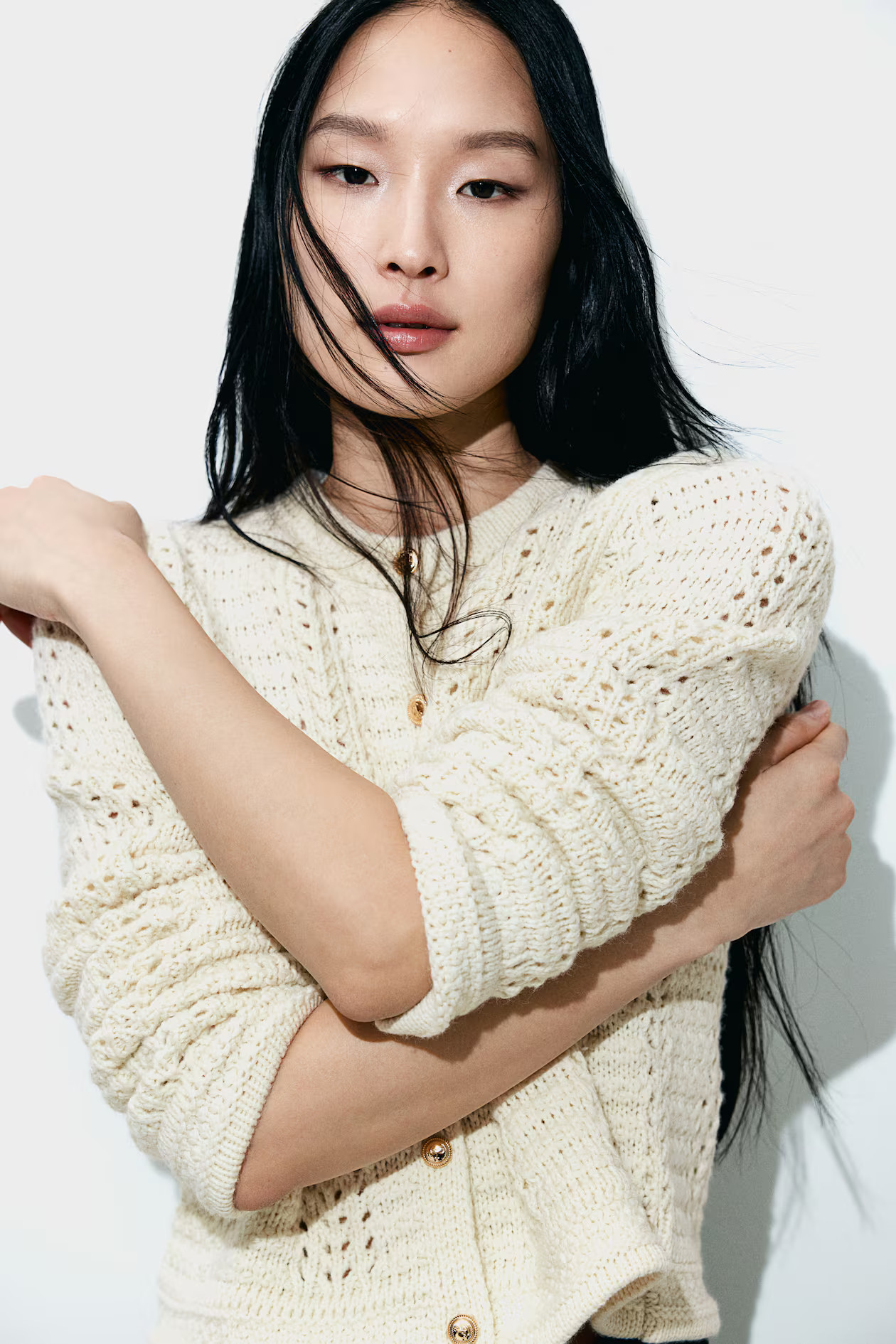 Pointelle-Knit Cardigan - Cream - Ladies | H&M US | H&M (US + CA)