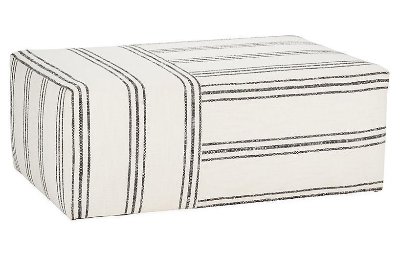 Quinn Ottoman, Ivory/Black | One Kings Lane