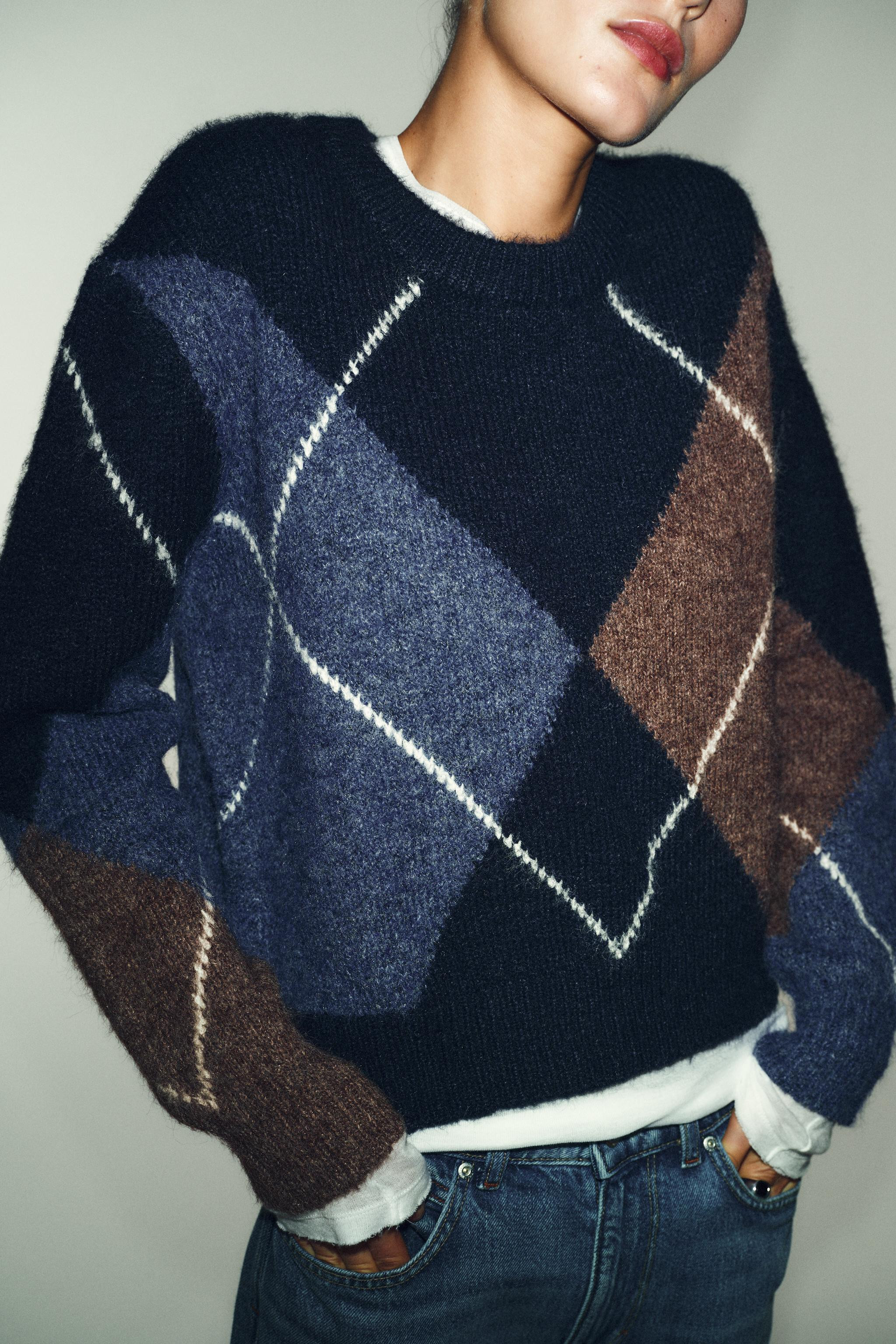 ARGYLE KNIT JUMPER | Zara UK