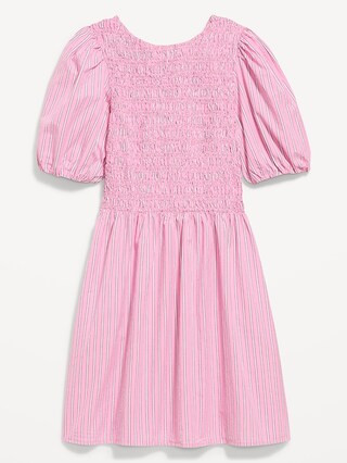 Smocked Puff-Sleeve Flare Mini Dress | Old Navy (US)