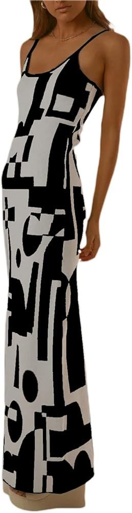 Fabumily Sexy Knit Bodycon Dress for Women Sleeveless Spaghetti Strap Cut Out Maxi Dress Backless... | Amazon (US)