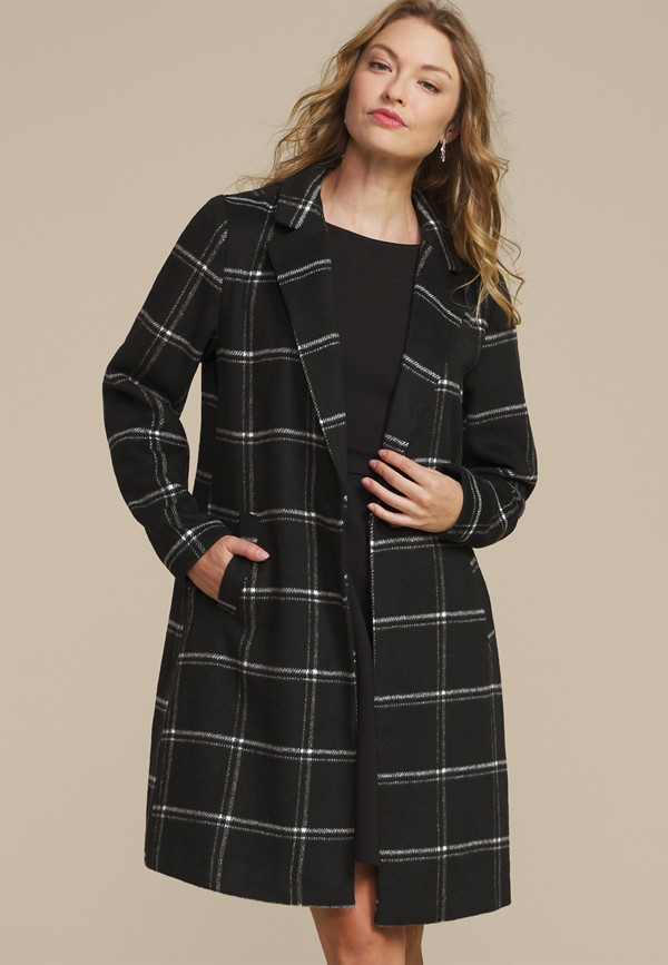 Windowpane One Button Dress Coat | Maurices