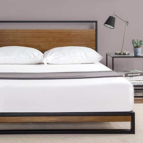 ZINUS Suzanne 37 Inch Metal and Wood Platform Bed Frame / Solid Wood & Steel Construction / No Bo... | Amazon (US)