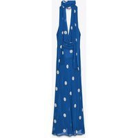Zara - Printed Polka Dot Midi Dress - Women - Blue White - Women | Zara US