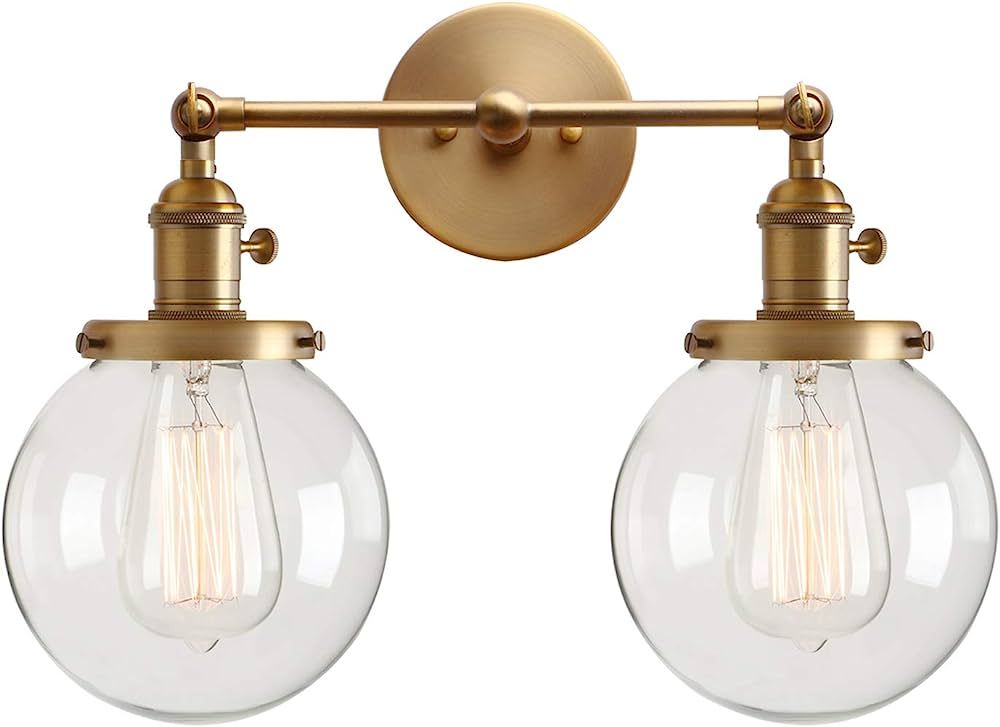Permo Double Sconce Vintage Industrial Antique 2-Lights Wall Sconces with Dual Mini 5.9" Round Cl... | Amazon (US)
