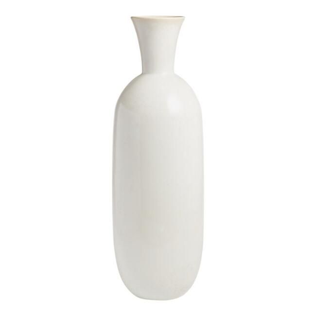 Tall Ivory Pearlescent Reactive Glaze Olivia Vase | World Market