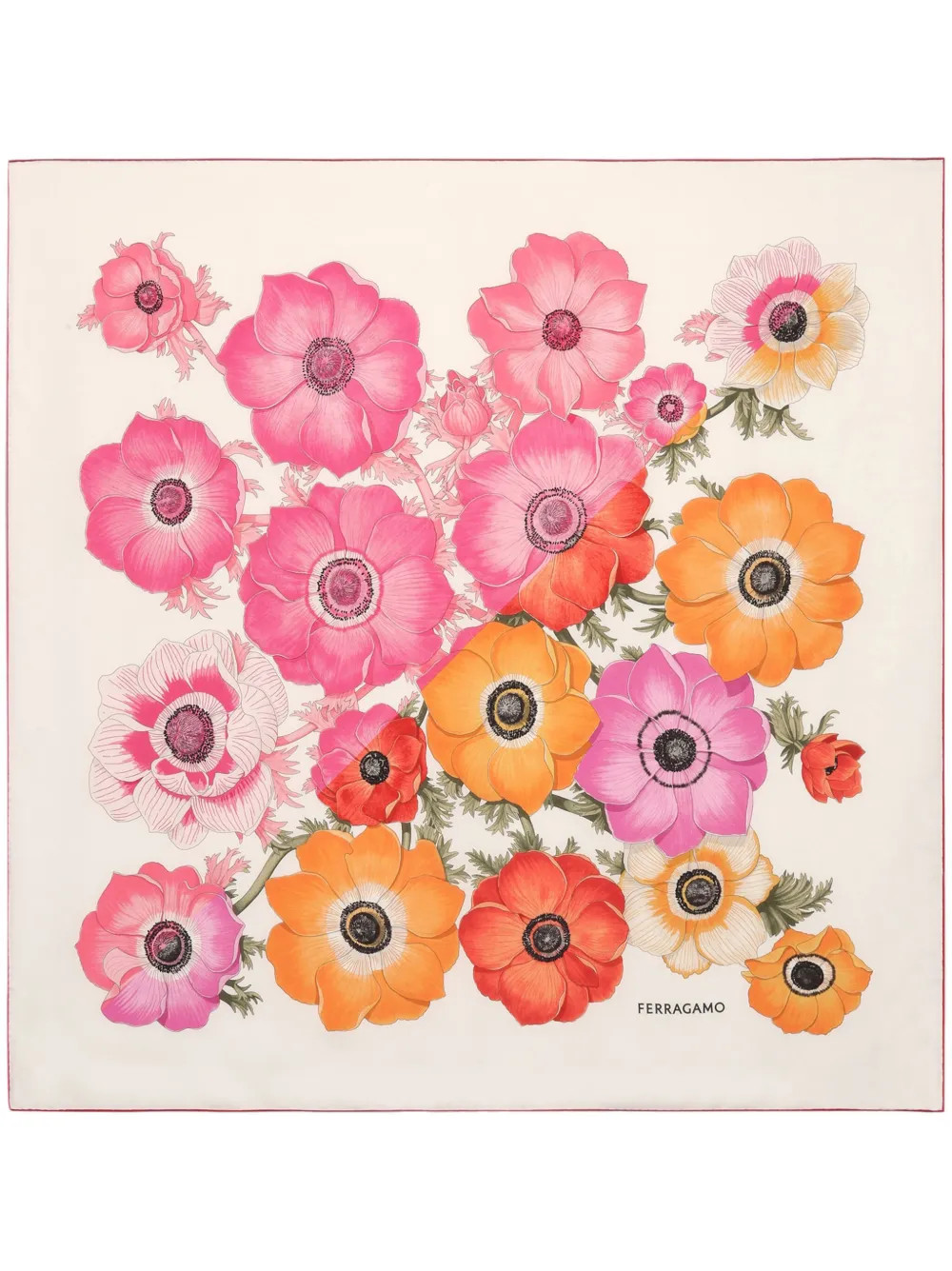 Ferragamo Anemone-print Silk Scarf | Pink | FARFETCH | Farfetch Global