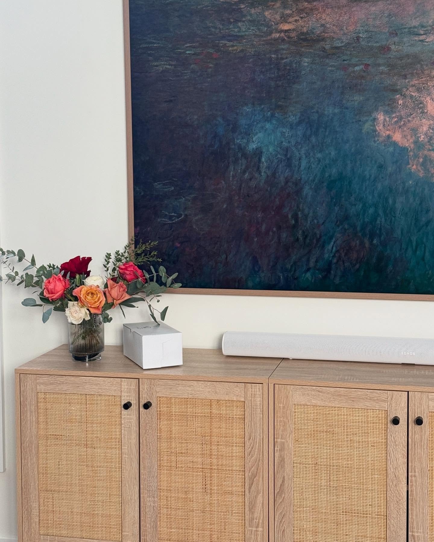 Need an extra wide console? We combined three of these Target rattan consoles to create one large one to use under our Frame Tv! 

#LTKHome