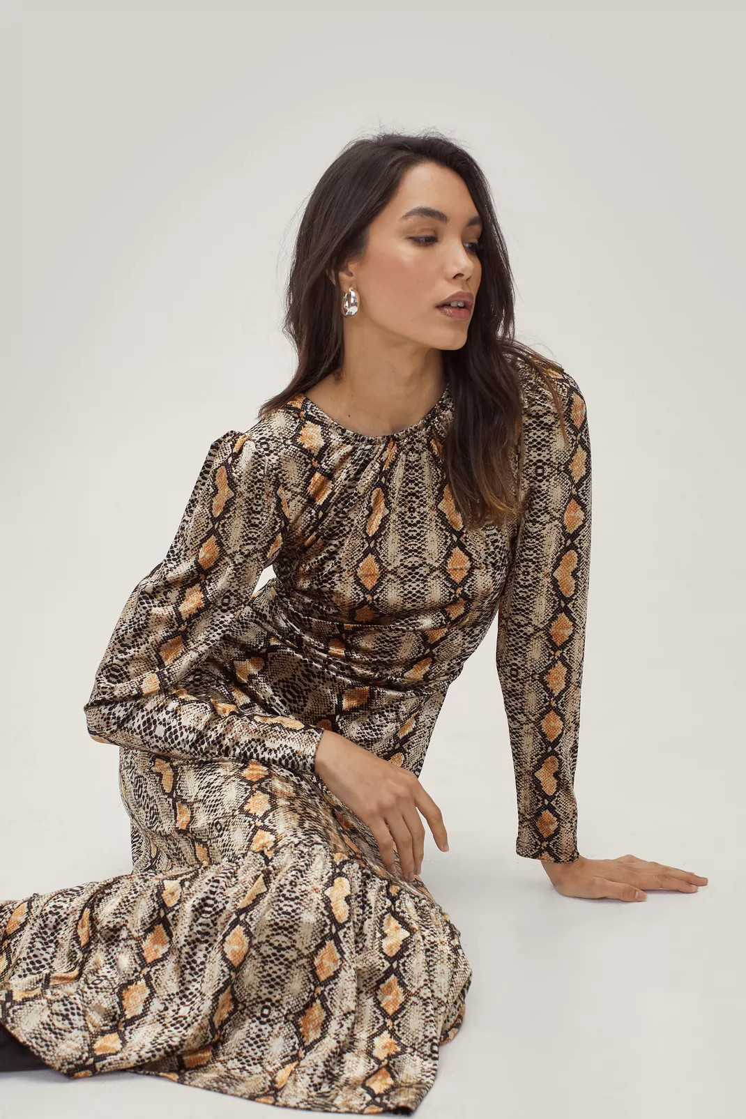 Snake Printed Velvet Midi Dress | NastyGal (UK, IE)